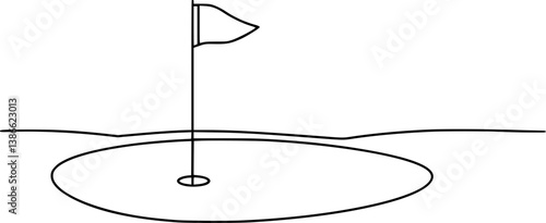 Golf Flag in Hole on Golf Course - Флаг, Лунка, Поле для Гольфа  