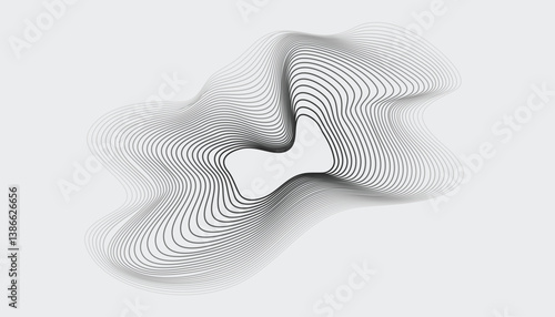 Abstract terrain form with radial contour lines and topographic mapping