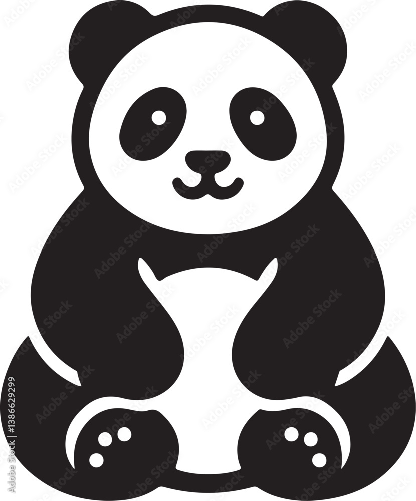 Fototapeta premium Panda black silhouette vector