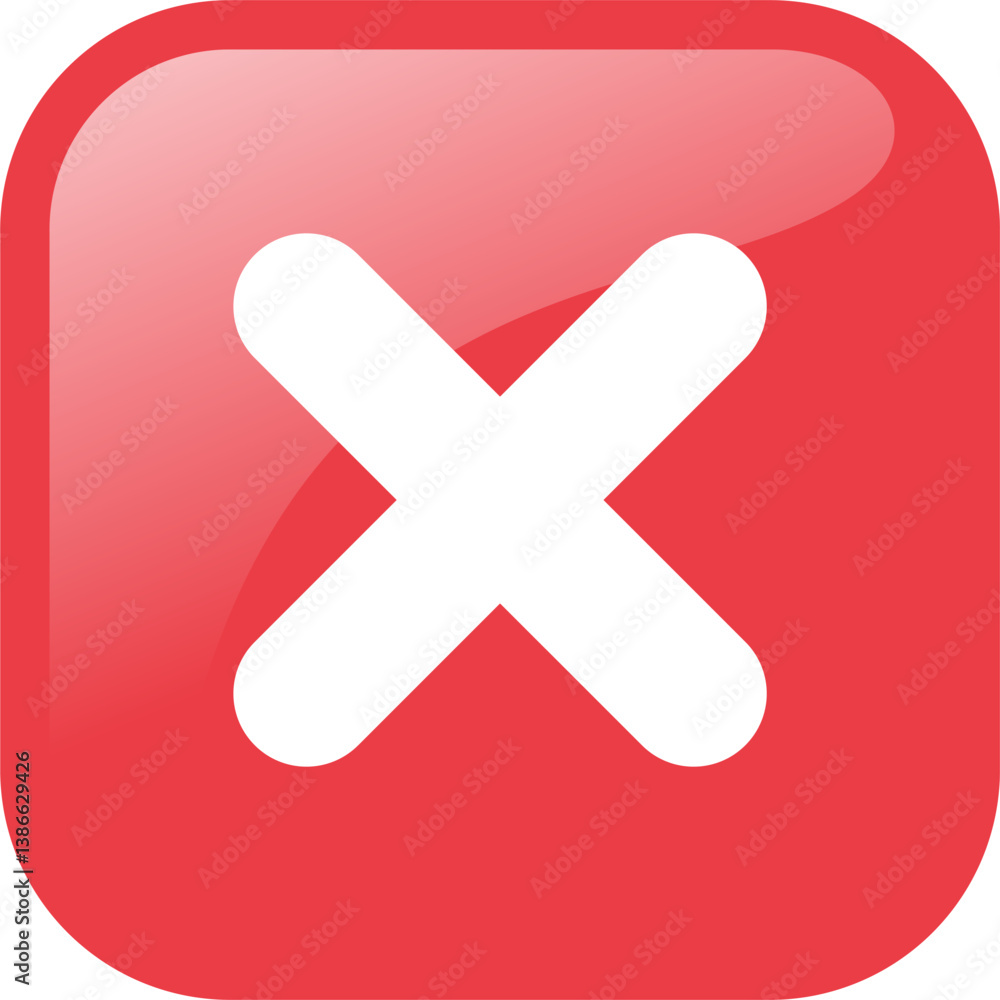 Fototapeta premium glossy cross icon vector. no, false