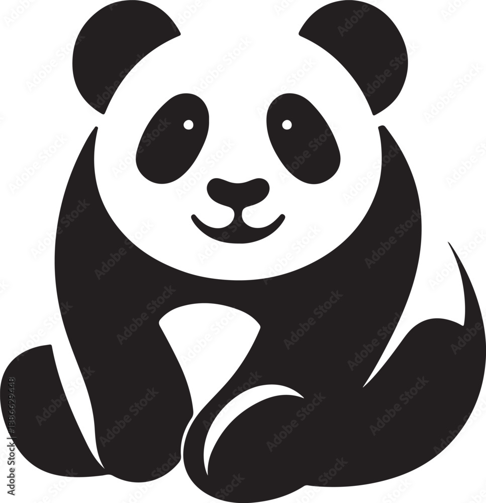 Panda black silhouette vector Panda black silhouette vector