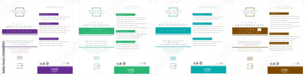 Cosmetic Product Line – Anti-Cellulite & Anti-Stretch Mark Labels (200 ml). professional label design series for a cosmetic care line featuring anti-cellulite and anti-stretch mark creams and oils.