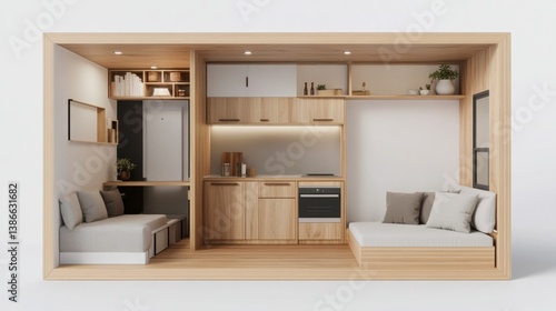 Minimalist Tiny House Interior Light Wood and Neutral Tones