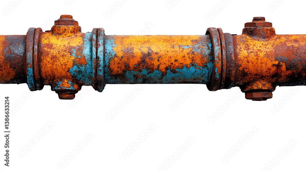 Rusty Pipe: An aged, rusty pipe, exhibiting intricate textures and weathered details, symbolizing industrial decay and the passage of time. Rusty Pipe: An aged, rusty pipe, exhibiting intricate textures and weathered details, symbolizing industrial decay and the passage of time.