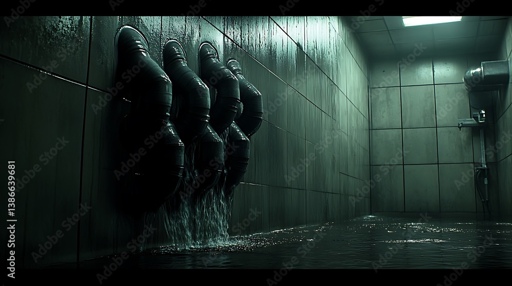 Flooded Corridor, Industrial, Dark
