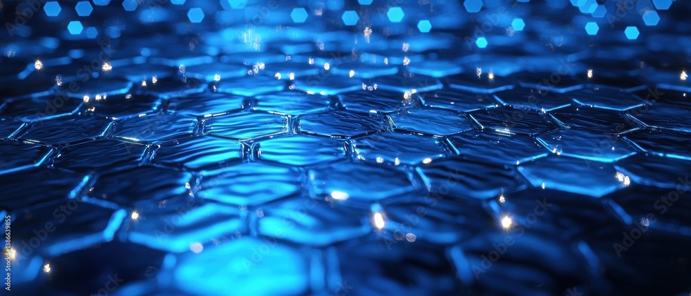 Fototapeta premium Enchanting blue background adorned with numerous small lights creating a magical effect