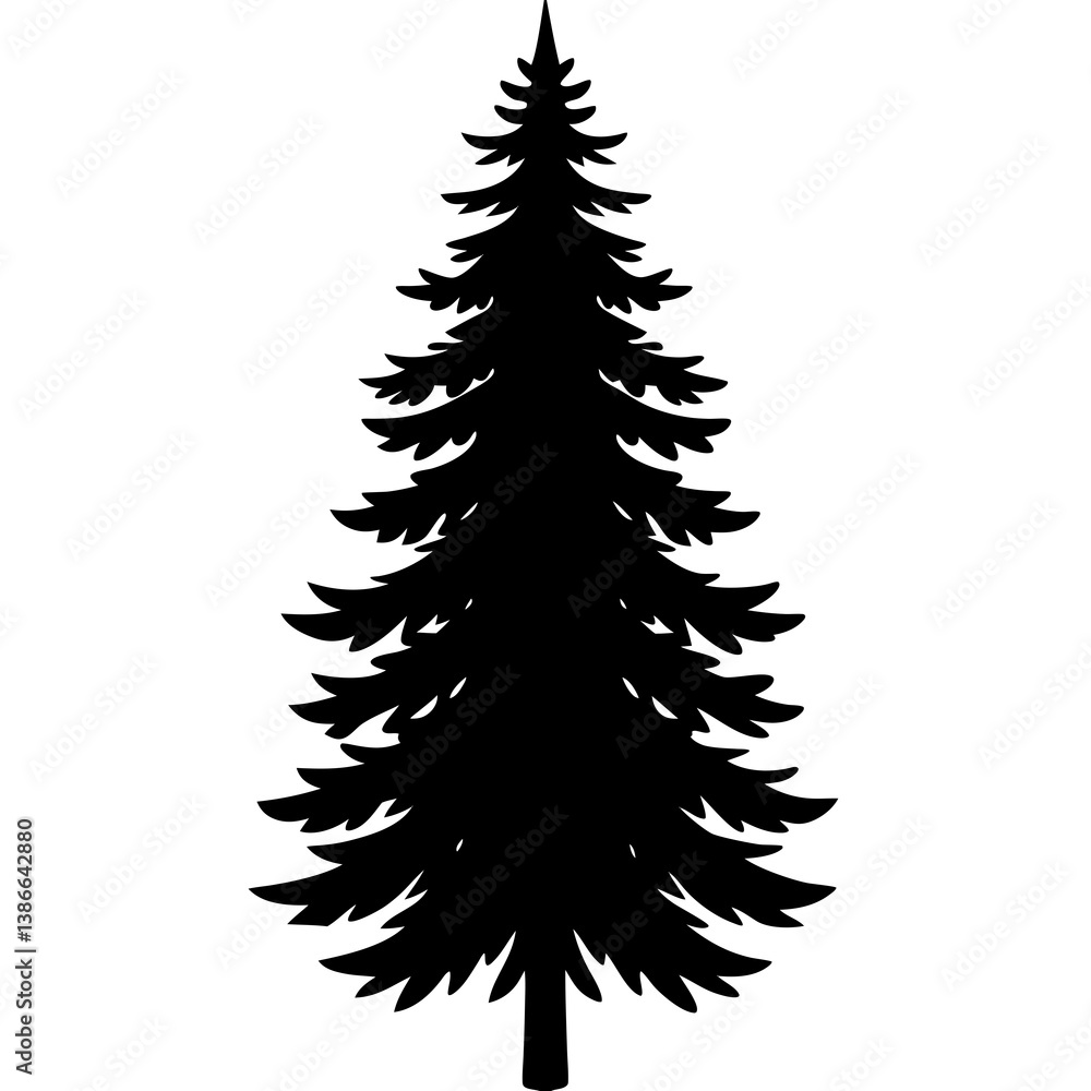 Pine tree silhouette vector isolated on white background Pine tree silhouette vector isolated on white background