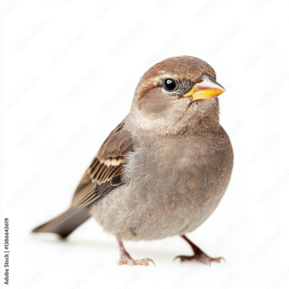 Fototapeta premium Curious sparrow perched against a bright background