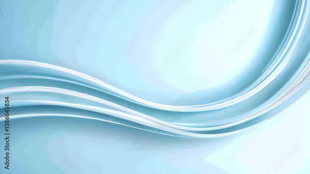 Obraz premium Abstract Blue Wave Background with Smooth Curves and Soft Light