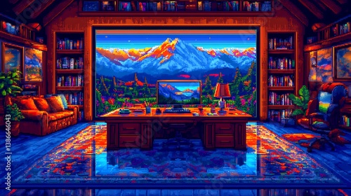 Wallpaper Mural Pixel Art Mountain View Home Office Torontodigital.ca