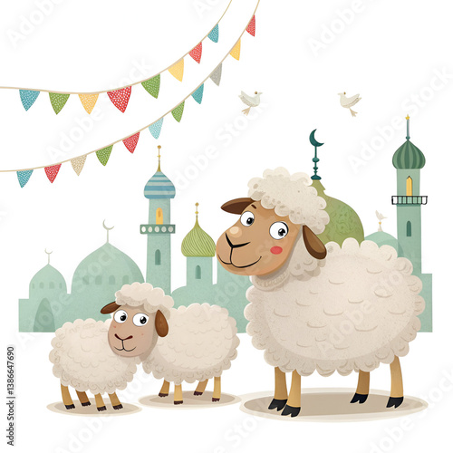 Eid ul Adha celebration with cards sheeps