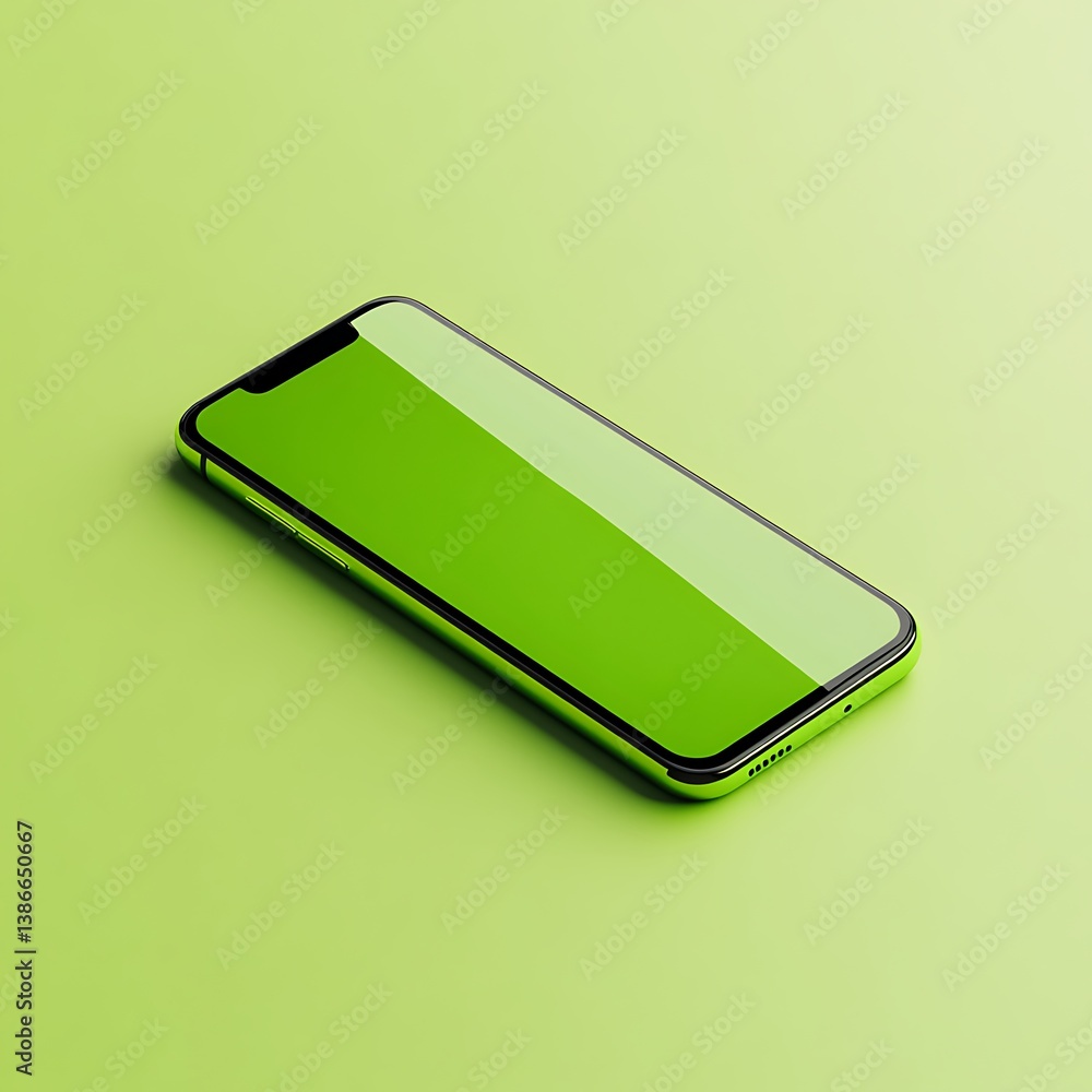 Smartphone in Landscape Mode Playing Video on green Background Smartphone in Landscape Mode Playing Video on green Background