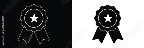 Award line icon vector set. Award badge or winning prize ribbon flat vector icon for apps and websites .Vector Illustration .EPS 10 . 
