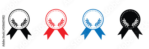 Award line icon vector set. Award badge or winning prize ribbon flat vector icon for apps and websites .Vector Illustration .EPS 10 . 