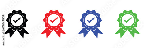 Award line icon vector set. Award badge or winning prize ribbon flat vector icon for apps and websites .Vector Illustration .EPS 10 . 