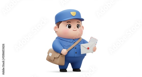 Adorable 3D Render of a Postman Delivering Mail