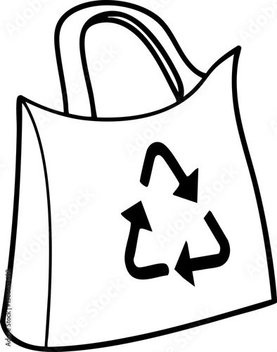 Eco-friendly reusable shopping bag with recycling symbol.