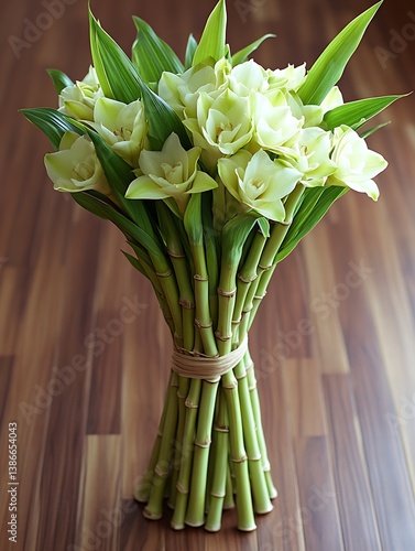 Obraz na płótnie Floral Arrangement on Wood Floor w salonie