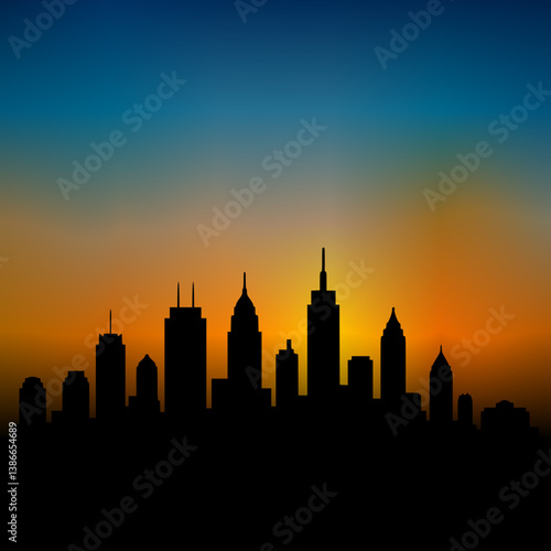 Stunning sunset Skyline Image | Cityscape & Urban Horizon Art | sunset over the city