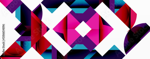Abstract geometric pattern. Vibrant colors, sharp angles, symmetrical design. Modern digital art, bold shapes, dynamic composition.