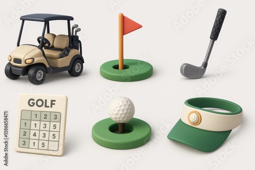 3D Rendered Golf Equipment and Accessories: A Delightful Collection for Golf Enthusiasts