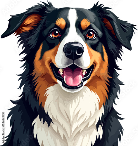  Australian Shepherd dog illustration