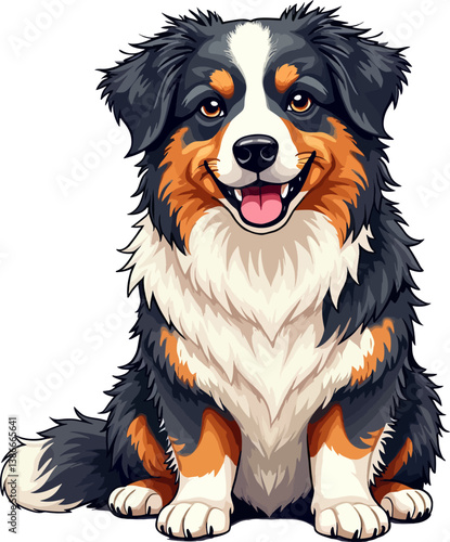  Australian Shepherd dog illustration