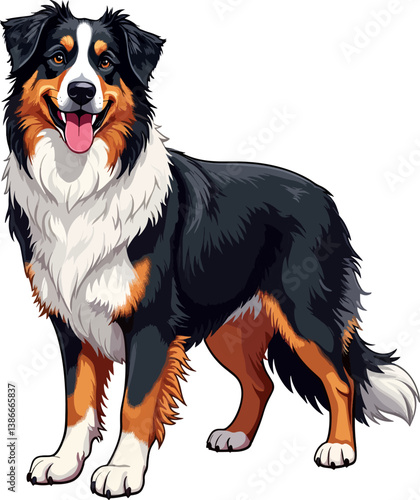  Australian Shepherd dog illustration