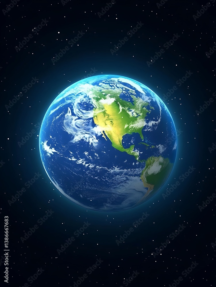 Obraz premium Earth in Space; Night View