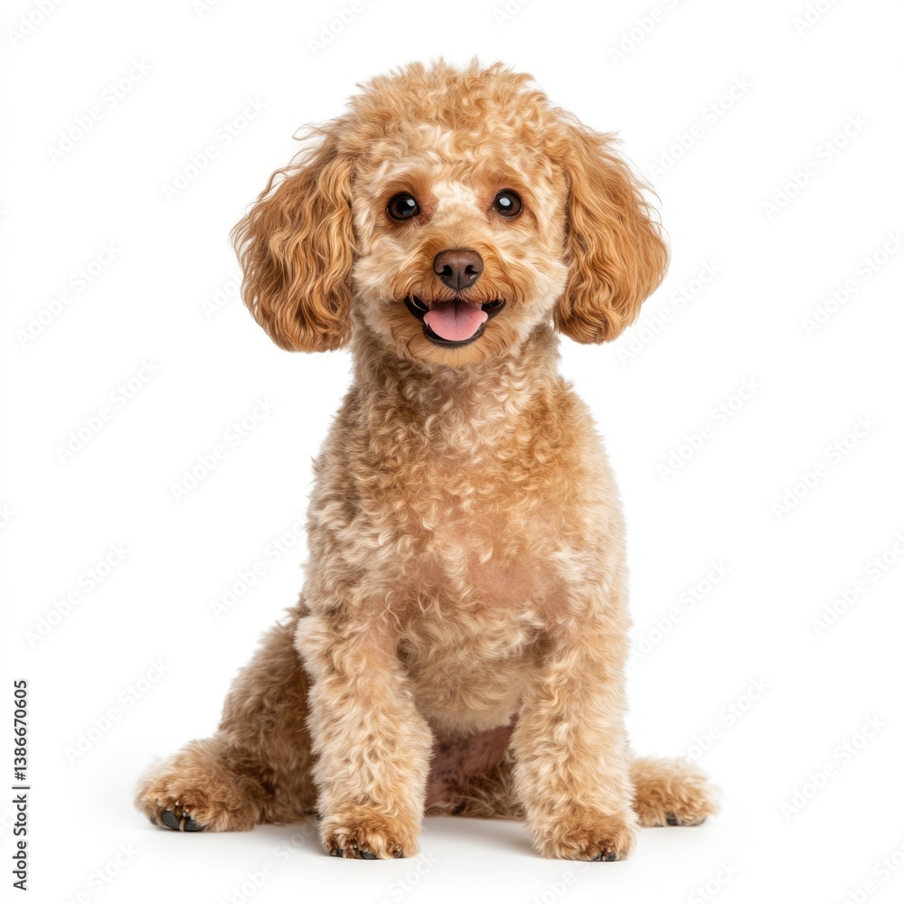 Playful poodle dog portrait studio setting animal photography bright background front view pet concept Playful poodle dog portrait studio setting animal photography bright background front view pet concept
