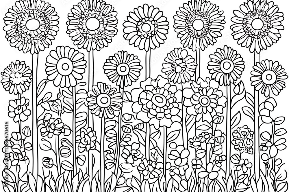 Floral Coloring Page Design