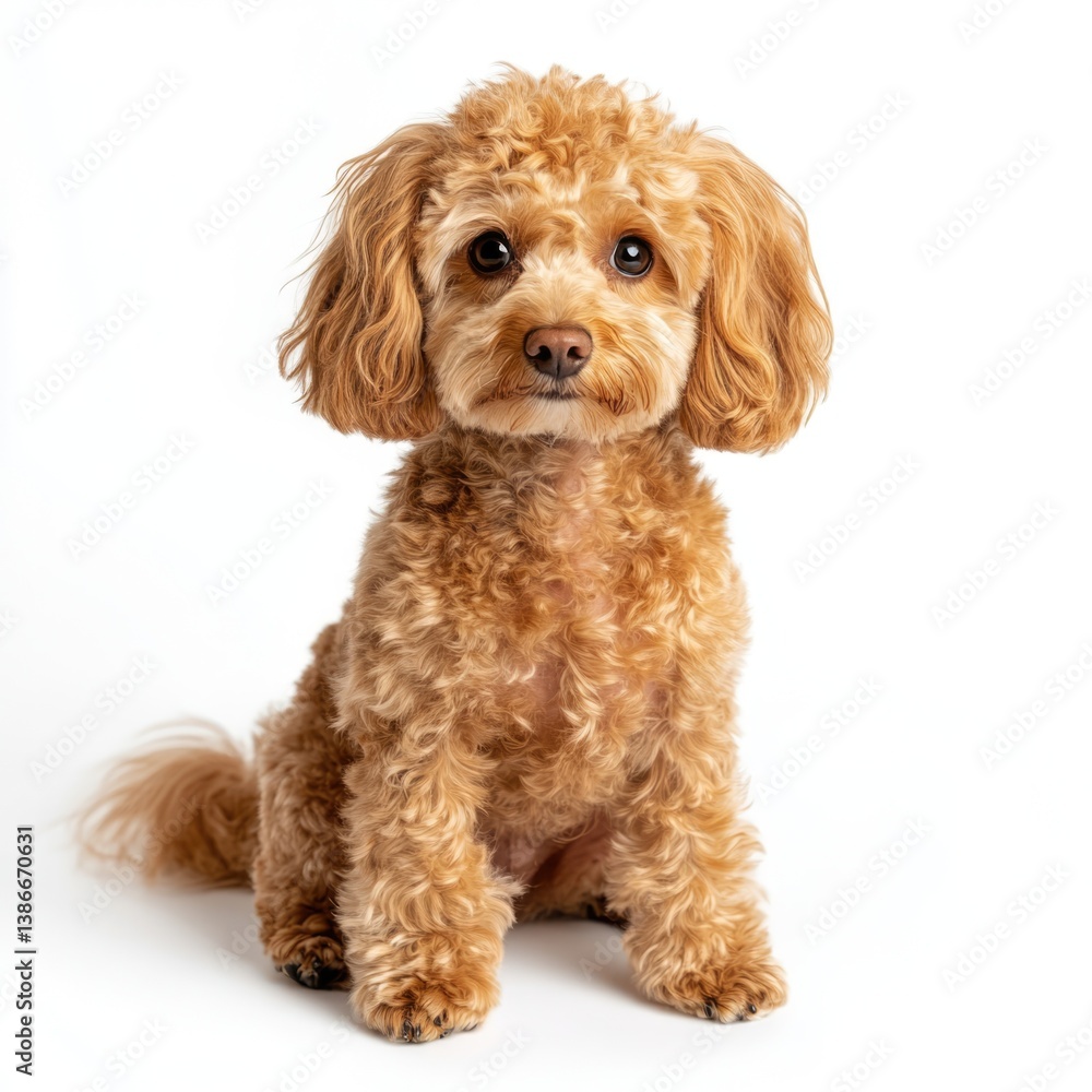Playful poodle dog portrait studio setting pet photography bright white background close-up adorable canine expression Playful poodle dog portrait studio setting pet photography bright white background close-up adorable canine expression