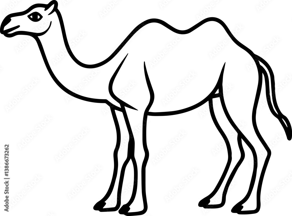 Fototapeta premium camel outline vector illustration line art
