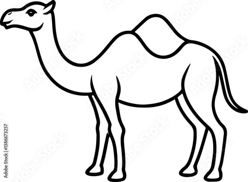 camel outline vector illustration line art