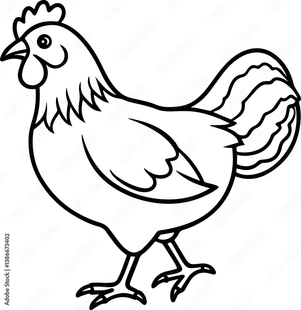 chicken outline vector illustration line art chicken outline vector illustration line art
