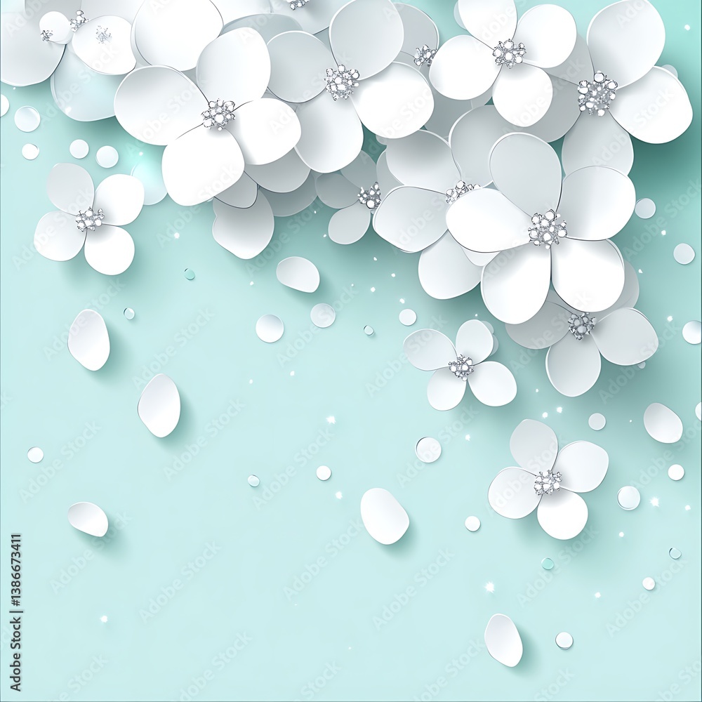 Floral Design, Light Teal Background