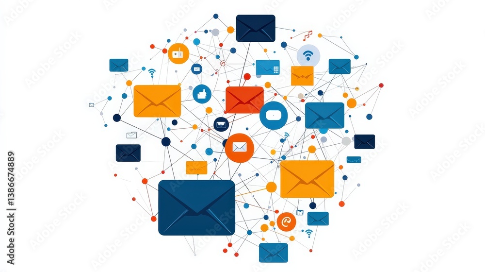 A digital landscape filled with email icons representing global connections A digital landscape filled with email icons representing global connections