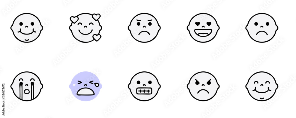 Big set of emoticons. Funny emoticons faces with facial expressions. Full editable vector icons. Detailed emoji icons. Emoji set Big set of emoticons. Funny emoticons faces with facial expressions. Full editable vector icons. Detailed emoji icons. Emoji set