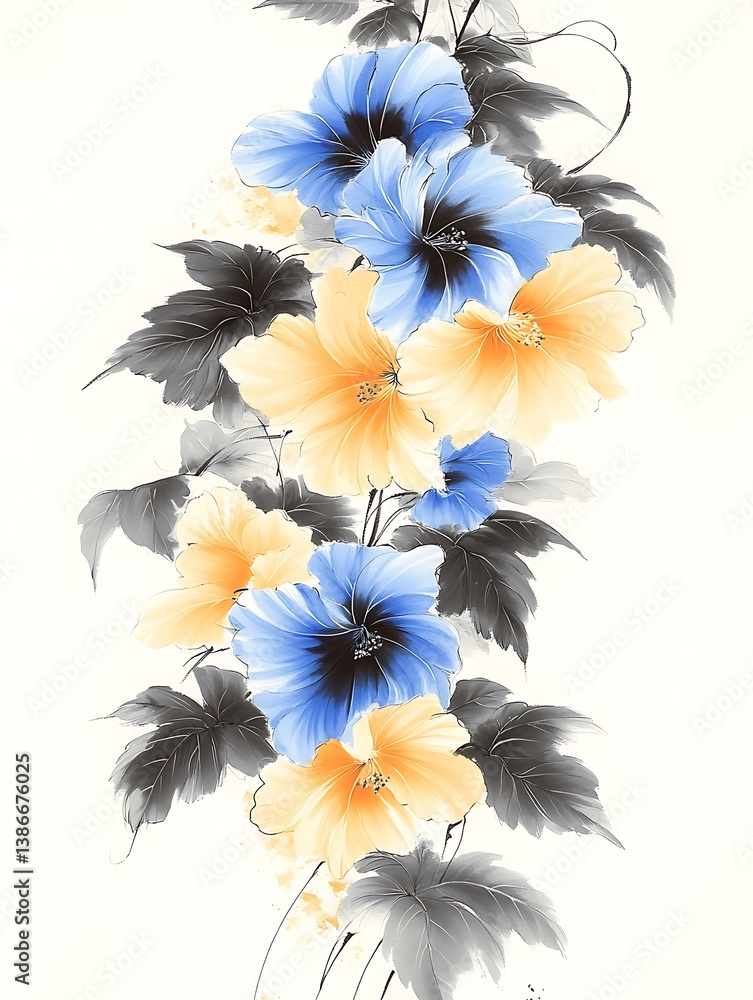 Floral design, vertical arrangement, white background