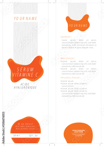 Obraz na płótnie Label template for Vitamin C + Hyaluronic Acid serum, ideal for skincare and cosmetic brands. Sized for a 30 ml dropper bottle w salonie
