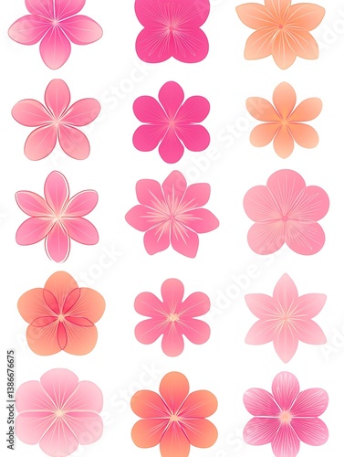 Obraz na płótnie Floral designs, various shades, white background w salonie