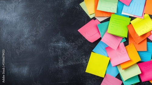 Wallpaper Mural A black background with a large number of colorful sticky notes scattered around it Torontodigital.ca