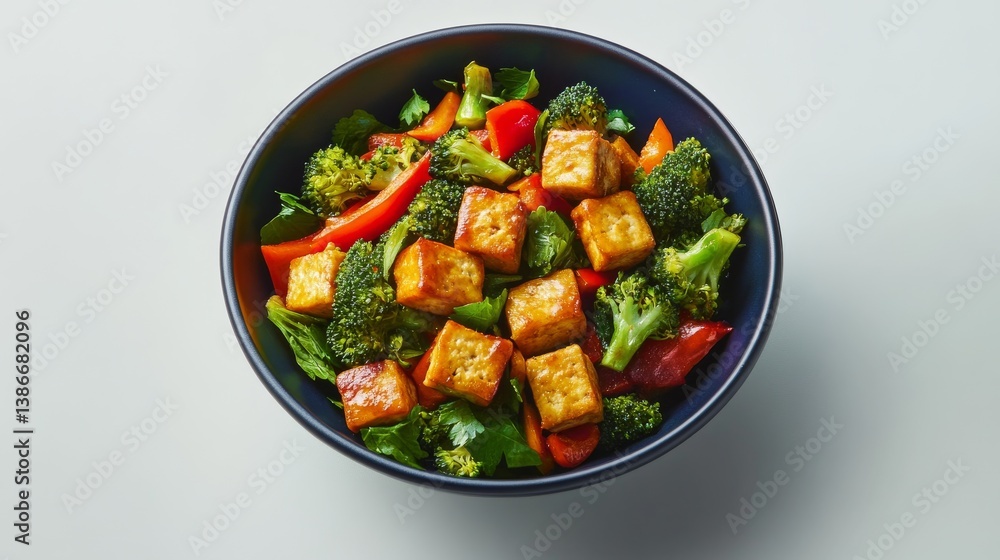 A vibrant vegetable stir-fry with bell peppers, broccoli, and carrots. Featuring healthy meals A vibrant vegetable stir-fry with bell peppers, broccoli, and carrots. Featuring healthy meals