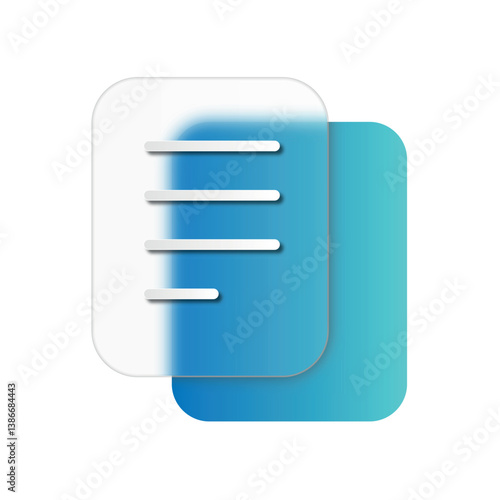 Blue glassmorphic document button