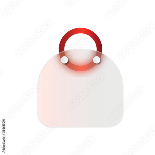 Red glassmorphic  shop bag play button icon