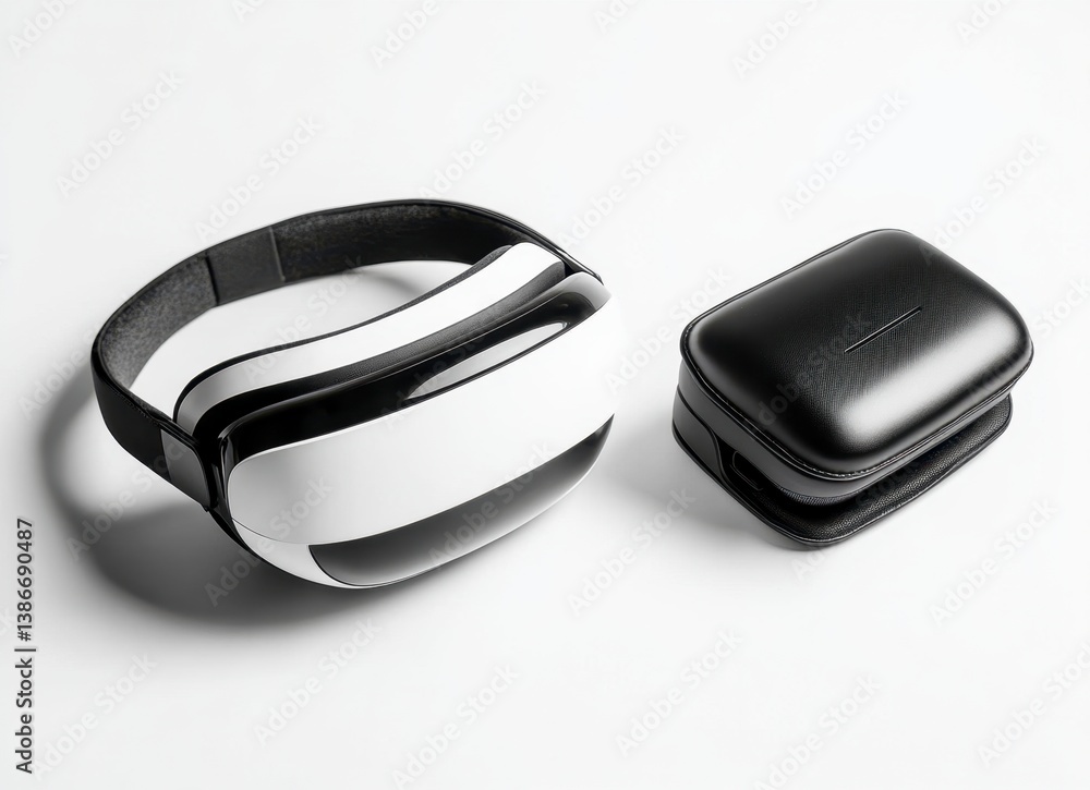 Virtual Reality Headset and Case on White Background Product Shot Virtual Reality Headset and Case on White Background Product Shot