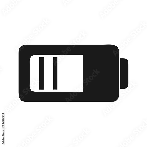 black Battery icon battery charge level.Empty Battery Icon, Low Power Symbol. battery Charging icon.A simple, black and white graphic of a battery with an empty charge indicator.