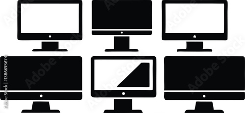 Laptop Computer Set Vector Design on White Background.