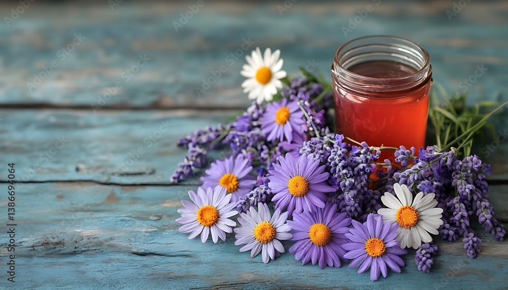 Floral Jam on Rustic Table