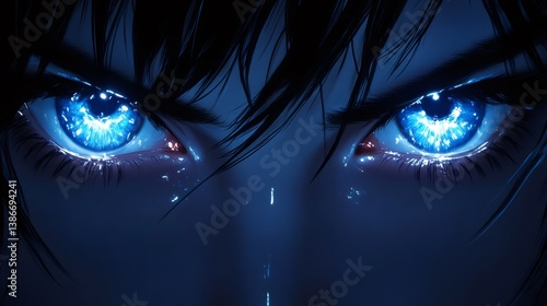 Wallpaper Mural Close up dark blue eyes of an anime Torontodigital.ca